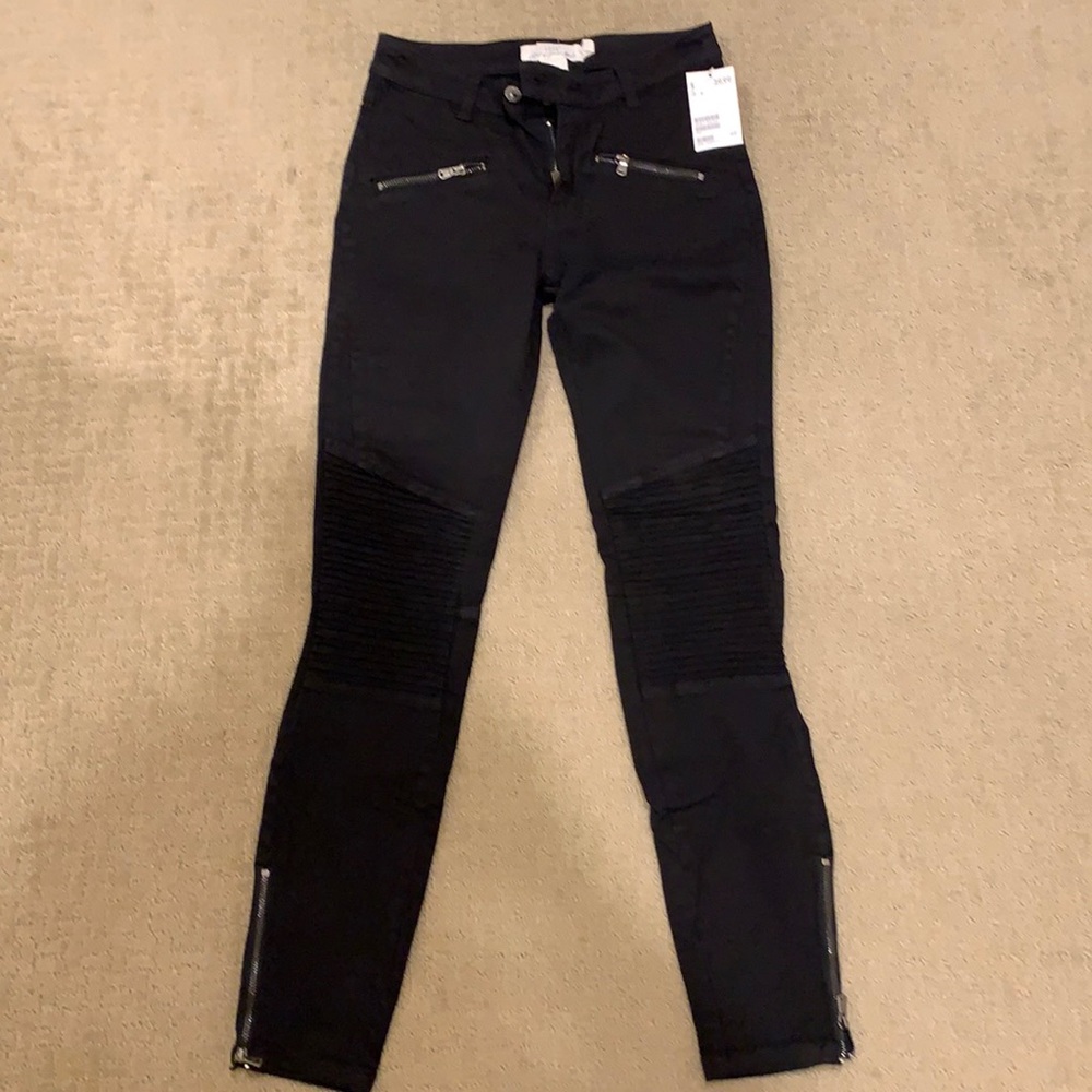 H&M skinny black denim motorcycle pants. size 4